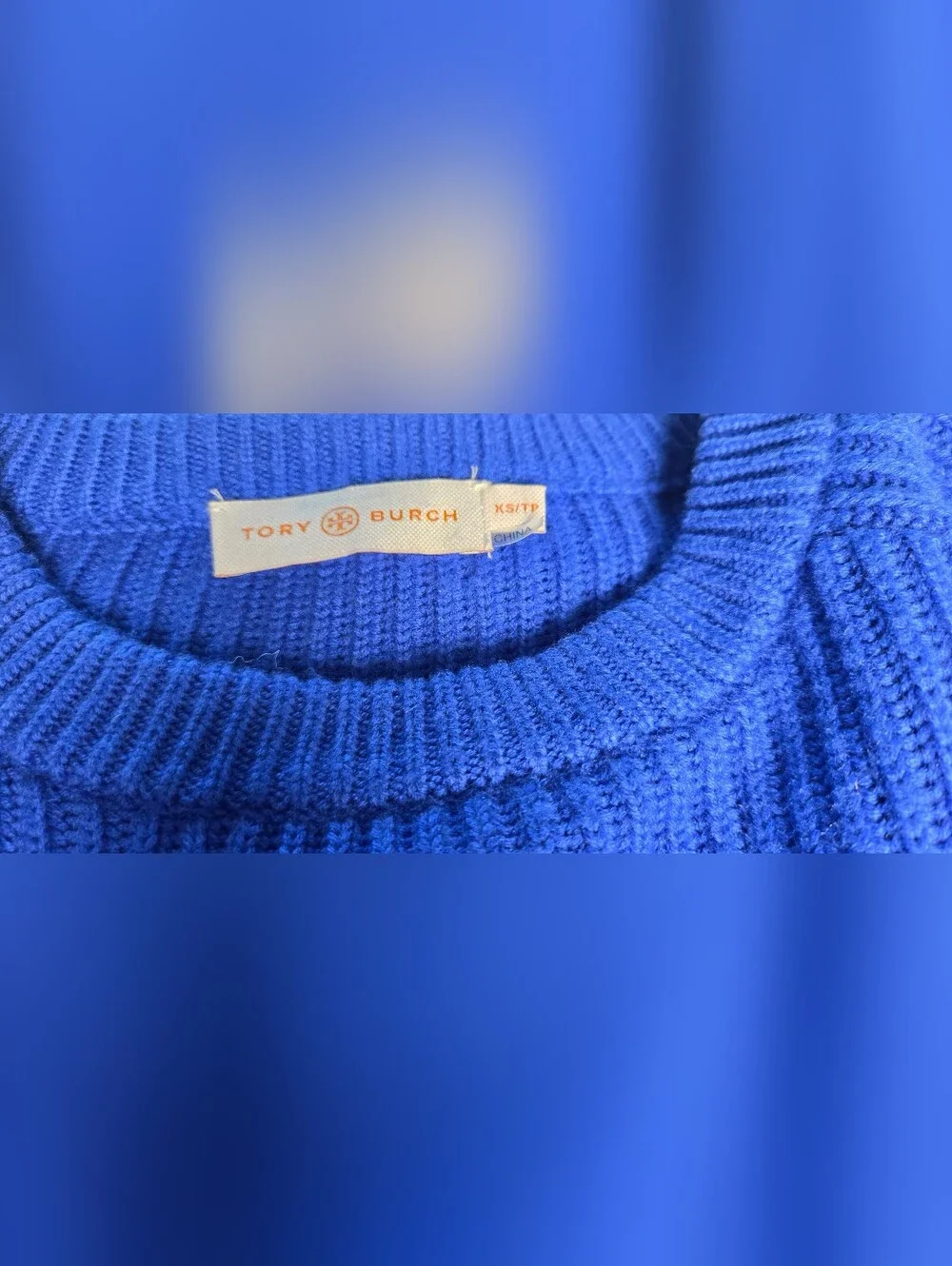 Tory Burch Wool Sweater XS Blue Preppy Varsity Sporty Colorblock Retro Luxury